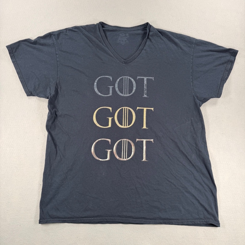 Vintage Fruit of the Loom Game of Thrones GOT Black V-Neck 2XL